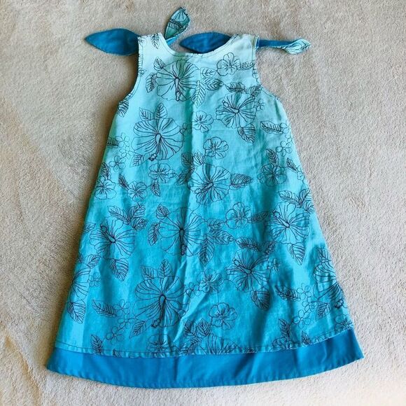 NWOT Gracie Day Little Girl’s Blue Floral Tank Button Tie Dress - Picture 8 of 8